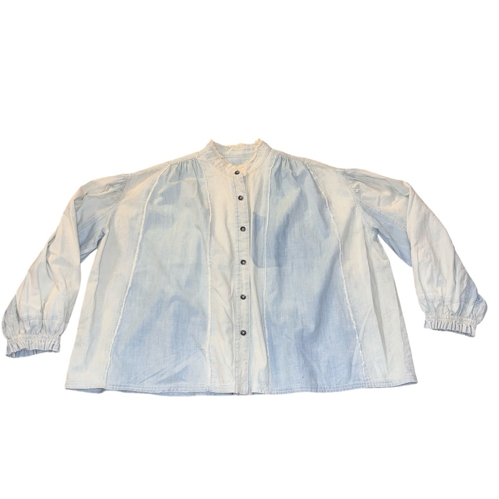 EUC We The Free Chambray Light Wash Denim Oversized Button Down Shirt X-Small